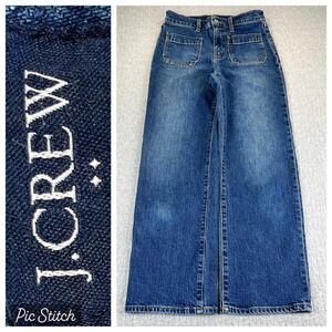 J Crew wide leg High Rise Slim Dress Jeans Women 24X25 Medium Wash hip-hop
